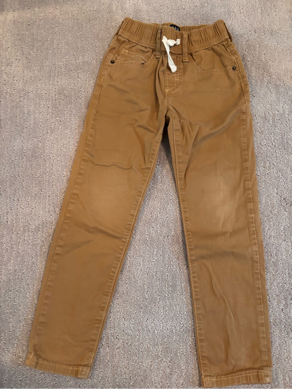 GAP Slim Straight Jeans in Tan with Drawstring Waist